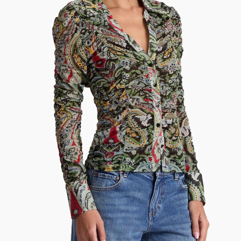 Alice + Olivia Multicolor Patterned Button-Down S… - image 5